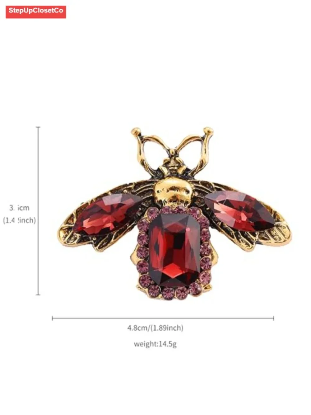 Vintage Rhinestone Bee Brooch Pin Crystal Jewelry Gift